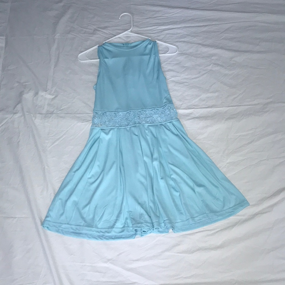 Blue silk party dress